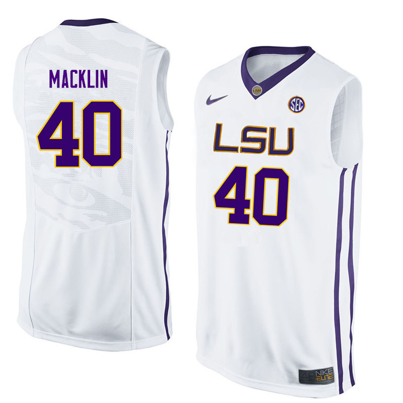Men LSU Tigers #40 Rudy Macklin College Basketball Jerseys-White
